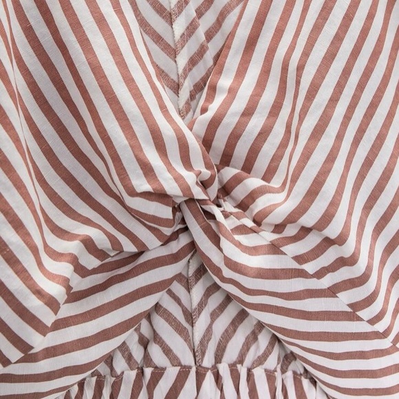 ZARA LINEN BLENDED KNOTTED STRIPED TOP NWT - Picture 5 of 7